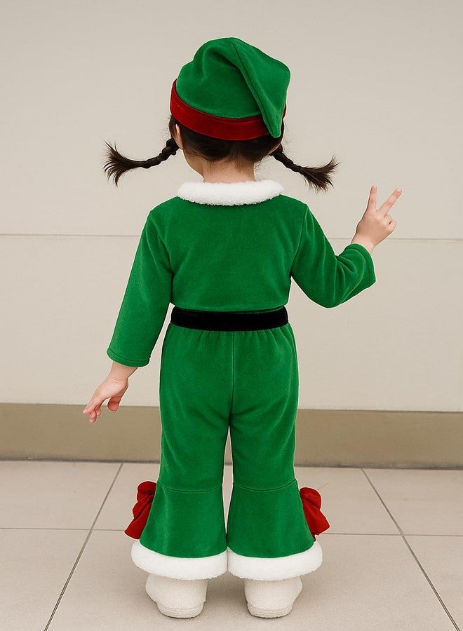Fancy Agents Beautiful Green Christmas Dress for Kids, Premium Xmas Costume for Kids Girl, Ideal for Christmas Parties, Stage Shows, School Functions, Holiday Celebrations - Image 2